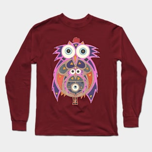 Momma Owl with Red Fez Long Sleeve T-Shirt